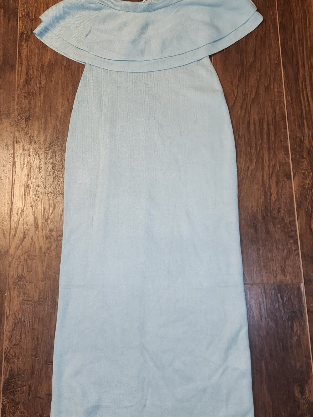Zesica Light Blue Off-Shoulder Maxi Dress